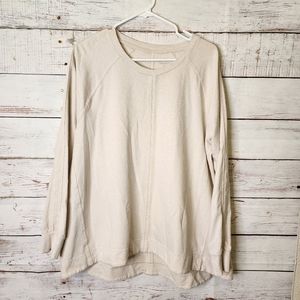 Athleta Cream Color Crewneck Athletic Hi-Low Hem Sweatshirt...size XL